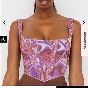 House of CB ninetta purple swirl print mesh corset